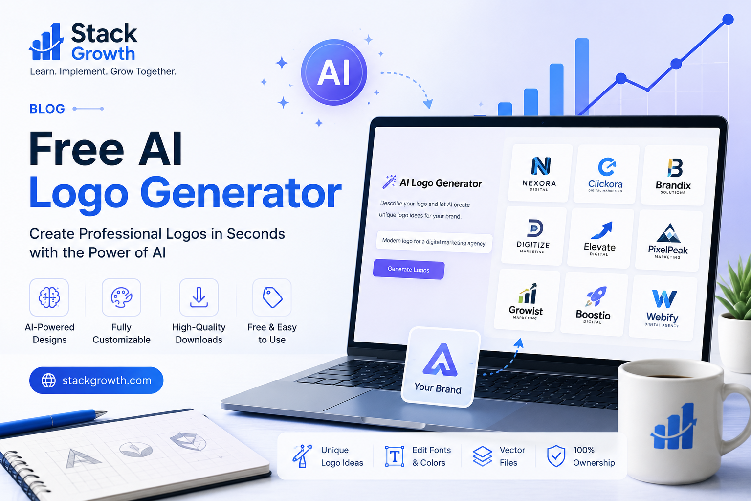 Example: Free AI logo generator creating a professional business logo
